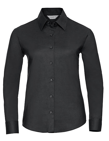 Russell Collection - Ladies' Long Sleeve Tailored Oxford Shirt - Black