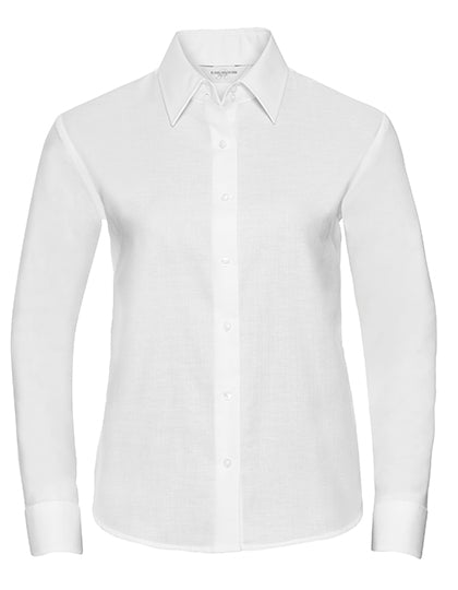 Russell Collection - Ladies' Long Sleeve Tailored Oxford Shirt - White