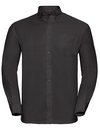 Russell Collection - Men's Long Sleeve Classic Oxford Shirt - Black