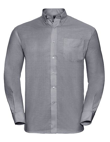 Russell Collection - Men's Long Sleeve Classic Oxford Shirt - Silver