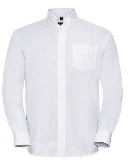 Russell Collection - Men's Long Sleeve Classic Oxford Shirt - White