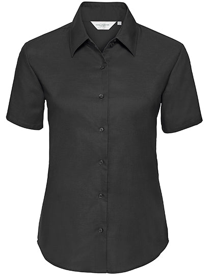 Russell Collection - Ladies' Short Sleeve Tailored Oxford Shirt - Black