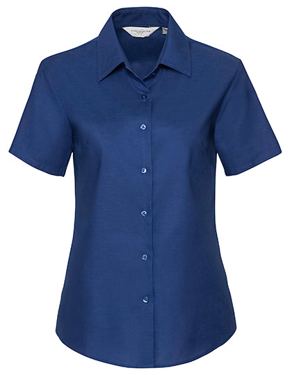 Russell Collection - Ladies' Short Sleeve Tailored Oxford Shirt - Bright Royal