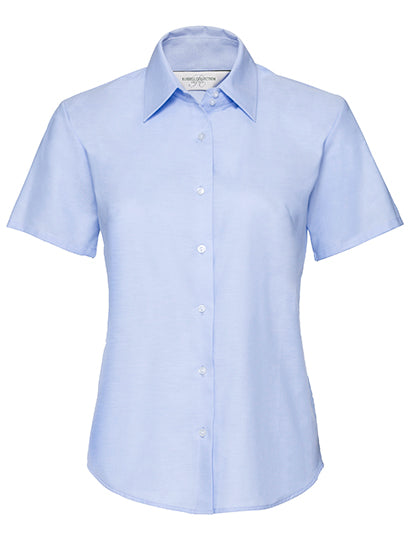 Russell Collection - Ladies' Short Sleeve Tailored Oxford Shirt - Oxford Blue