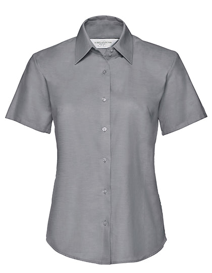 Russell Collection - Ladies' Short Sleeve Tailored Oxford Shirt - Silver