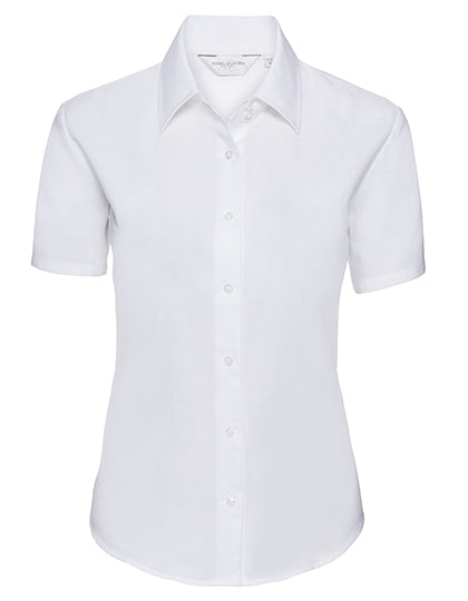 Russell Collection - Ladies' Short Sleeve Tailored Oxford Shirt - White