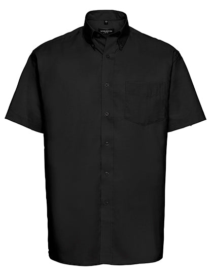 Russell Collection - Men's Short Sleeve Classic Oxford Shirt - Black