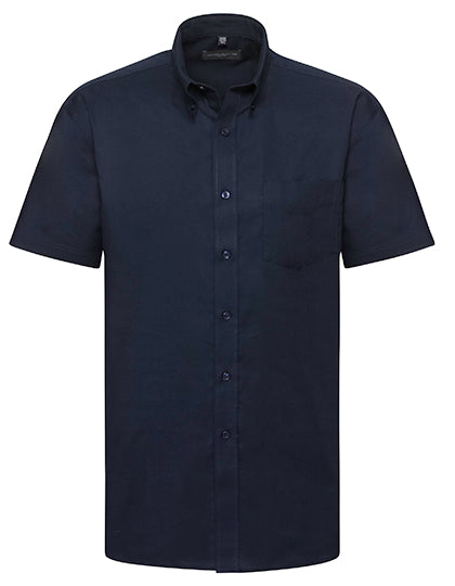 Russell Collection - Men's Short Sleeve Classic Oxford Shirt - Bright Navy