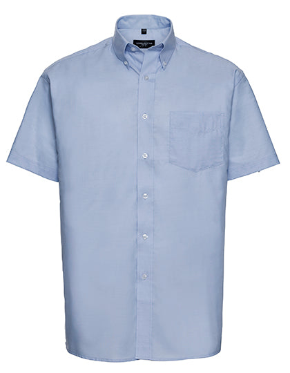 Russell Collection - Men's Short Sleeve Classic Oxford Shirt - Oxford Blue
