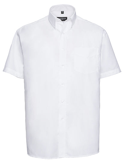 Russell Collection - Men's Short Sleeve Classic Oxford Shirt - White