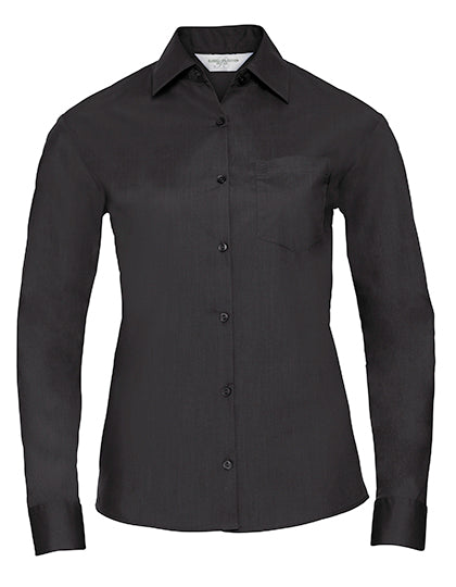 Russell Collection - Ladies' Long Sleeve Classic Polycotton Poplin Shirt - Black