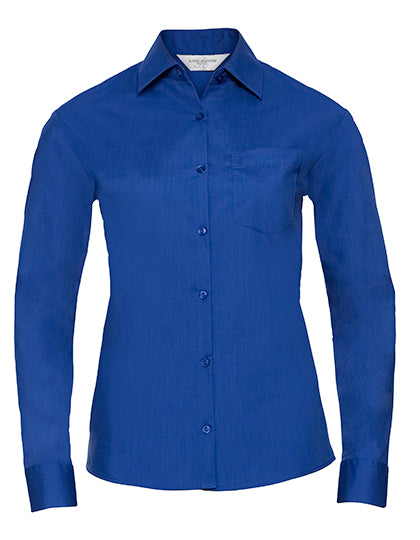 Russell Collection - Ladies' Long Sleeve Classic Polycotton Poplin Shirt - Bright Royal