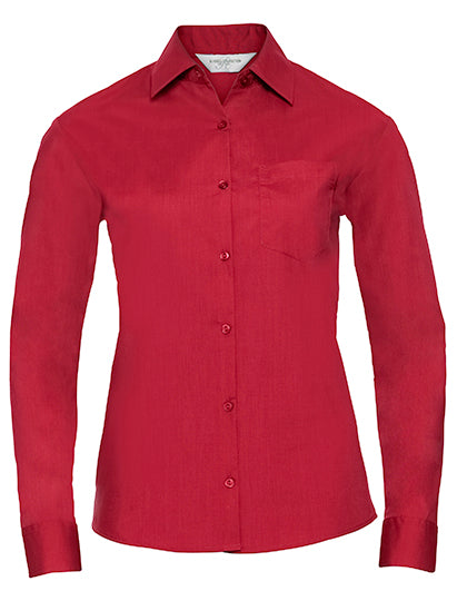 Russell Collection - Ladies' Long Sleeve Classic Polycotton Poplin Shirt - Classic Red