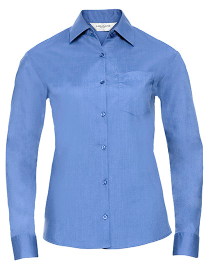 Russell Collection - Ladies' Long Sleeve Classic Polycotton Poplin Shirt - Corporate Blue