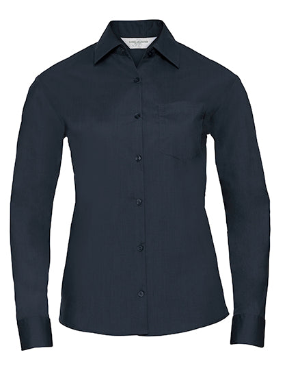 Russell Collection - Ladies' Long Sleeve Classic Polycotton Poplin Shirt - French Navy