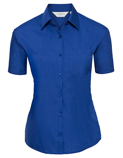 Russell Collection - Ladies' Short Sleeve Classic Polycotton Poplin Shirt - Bright Royal