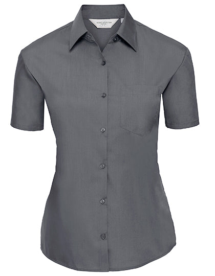 Russell Collection - Ladies' Short Sleeve Classic Polycotton Poplin Shirt - Convoy Grey