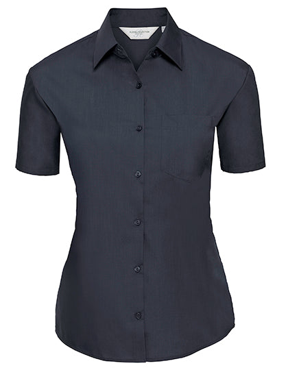 Russell Collection - Ladies' Short Sleeve Classic Polycotton Poplin Shirt - French Navy