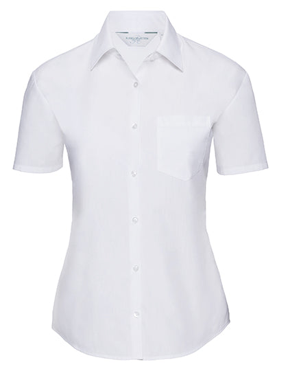 Russell Collection - Ladies' Short Sleeve Classic Polycotton Poplin Shirt - White