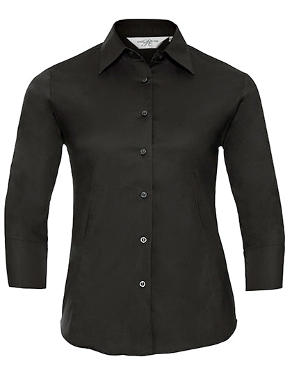 Russell Collection - Ladies' Long Sleeve Classic Pure Cotton Poplin Shirt - Black
