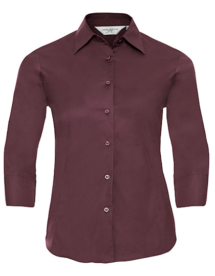 Russell Collection - Ladies' Long Sleeve Classic Pure Cotton Poplin Shirt - Port