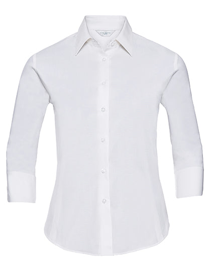 Russell Collection - Ladies' Long Sleeve Classic Pure Cotton Poplin Shirt - White