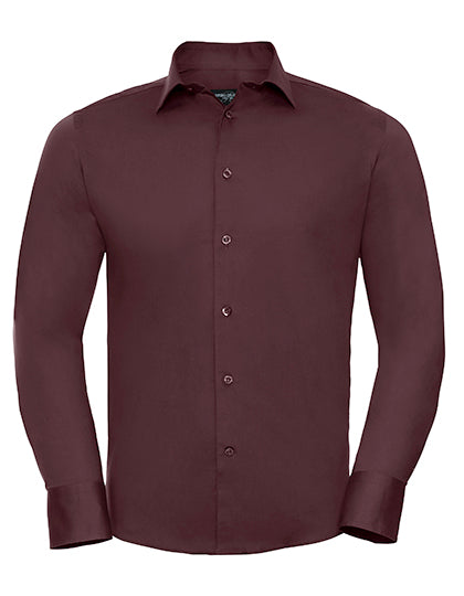 Russell Collection - Men's Long Sleeve Fitted Stretch Shirt - Port