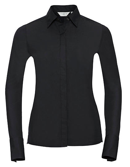 Russell Collection - Ladies' Long Sleeve Fitted Ultimate Stretch Shirt - Black