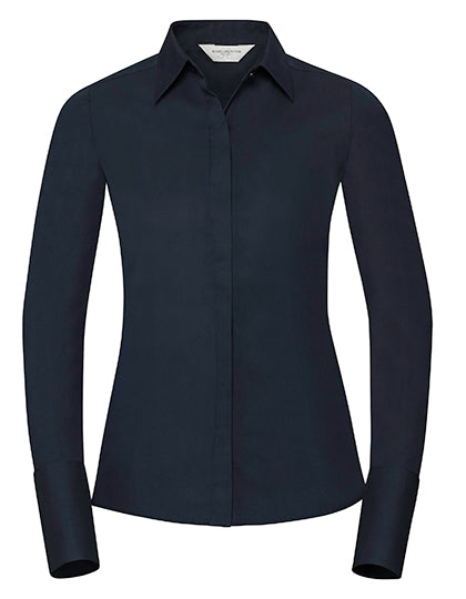 Russell Collection - Ladies' Long Sleeve Fitted Ultimate Stretch Shirt - Bright Navy