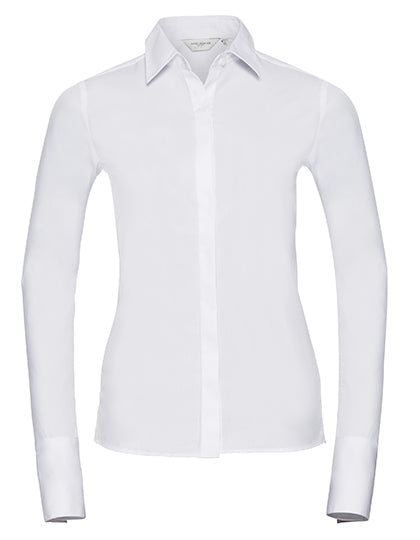 Russell Collection - Ladies' Long Sleeve Fitted Ultimate Stretch Shirt - White