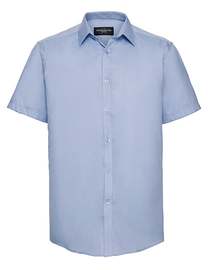 Russell Collection - Ladies' Long Sleeve Tailored Herringbone Shirt - Light Blue