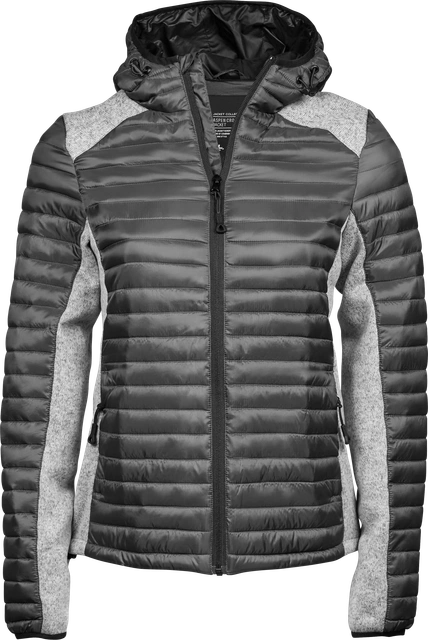 Tee Jays - Dames Hooded Outdoor Crossover Jacket - Space Grey/Grey Melange