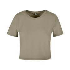 Build Your Brand - Cropped Dames T-Shirt - Pale Olive