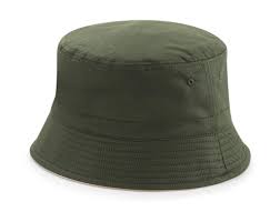 Beechfield - Reversible Bucket Hoed - Olive Green/Stone