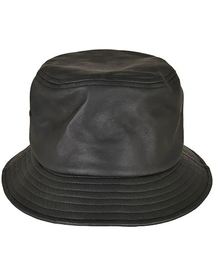 FLEXFIT - Imitatie Leather Bucket Hoed - Black